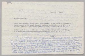 [Correspondence Between D. W. Kempner, I. H. Kempner, and A. H. Blackshear, Jr., August 1-6, 1953]