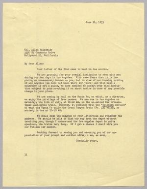[Letter from I. H. Kempner to Allen Kimberly, June 26, 1953]