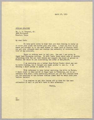 [Letter from I. H. Kempner to Herbert Kempner, April 27, 1953]