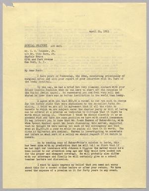 [Letter from I. H. Kempner to I. H. Kempner, Jr., April 24, 1953]