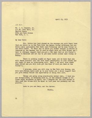 [Letter from I. H. Kempner to Herbert Kempner, April 23, 1953]