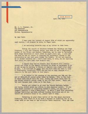 [Letter from I. H. Kempner to I. H. Kempner, Jr., April 20, 1953]