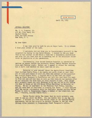 [Letter from Isaac H. Kempner to Isaac H. Kempner, Jr. April 16, 1953]