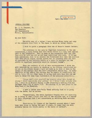 [Letter from I. H. Kempner to I. H. Kempner, Jr., April 10, 1953]