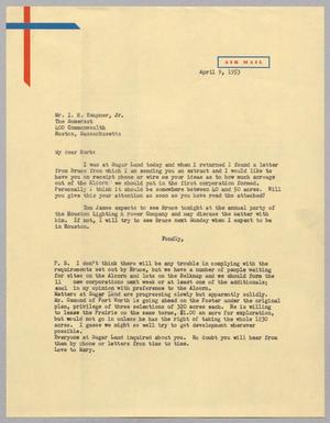 [Letter from I. H. Kempner to I. H. Kempner, Jr., April 9, 1953]