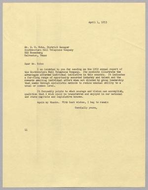 [Letter from I. H. Kempner to D. G. Kobs, April 1, 1953]
