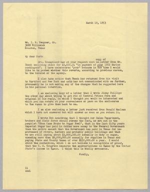 [Letter from I. H. Kempner and I. H. Kempner, Jr., March 19, 1953]