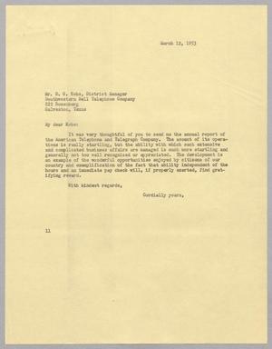 [Letter from I. H. Kempner to D. G. Kobs, March 12, 1953]