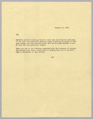 [Letter from I. H. Kempner to S. E. Kempner, January 31, 1953]