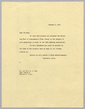 Primary view of [Letter from I. H. Kempner to Mr. and Mrs. S. S. Kay, January 2, 1953]