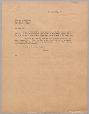 [Letter from I. H. Kempner to Dan Oppenheimer, December 19, 1945]