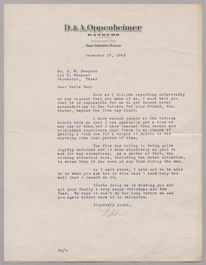 [Letter from Dan Oppenheimer to D. W. Kempner, December 18, 1945]