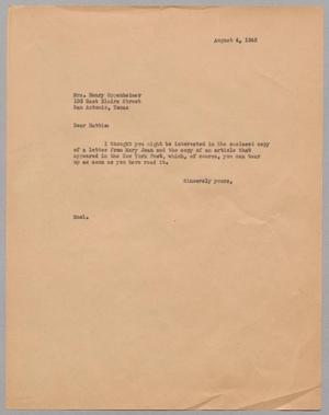 [Letter from D. W. Kempner to Hattie Kempner, August 4, 1945]