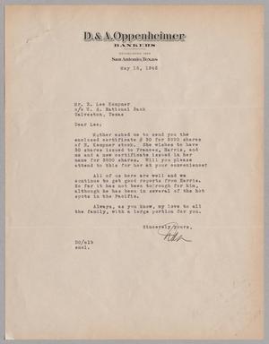 [Letter from Dan Oppenheimer to Robert Lee Kempner, May 16, 1945]
