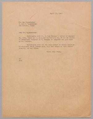 [Letter from Ray I. Mehan to Dan Oppenheimer, April 17, 1945]