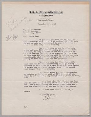 [Letter from Dan Oppenheimer to I. H. Kempner, November 20, 1946]