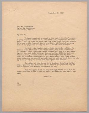 [Letter from I. H. Kempner to Dan Oppenheimer, September 21, 1946]