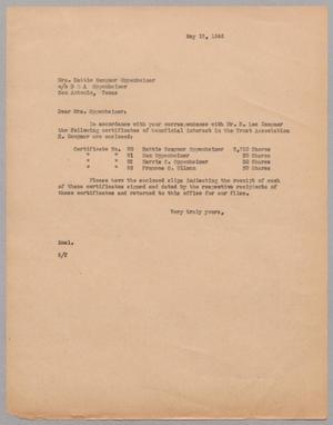 [Letter from Ray I. Mehan to Hattie Oppenheimer, May 18, 1946]
