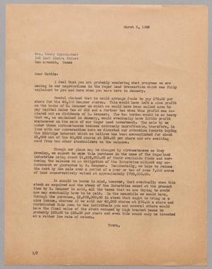 [Letter from I. H. Kempner to Hattie Oppenheimer, March 9, 1946]