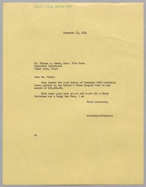 [Letter from A. H. Blackshear, Jr. to Thomas L. James, December 17, 1954]