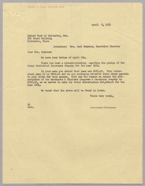 [Letter from A. H. Blackshear, Jr. to Mrs. Jack Hopkins, April 8, 1954]
