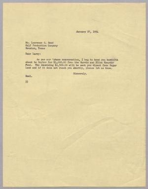 [Letter from Harris Leon Kempner to Mr. Lawrence S. Reed, January 27, 1954]