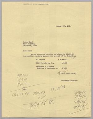 [Letter from A. H. Blackshear, Jr. to United Fund, January 27, 1954]