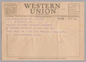 [Telegram from Herb Cartwright to A. H. Blackshear Jr., February 1, 1954]