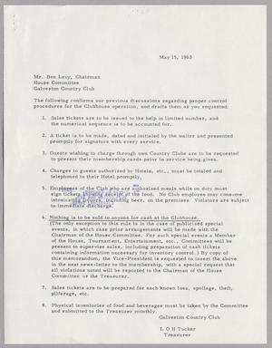 [Letter from L. O. H. Tucker to Mr. Ben Levy, May 15, 1963]