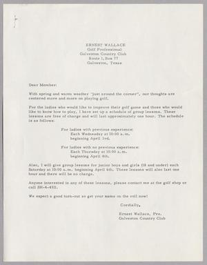 [Letter from the Galveston Country Club]