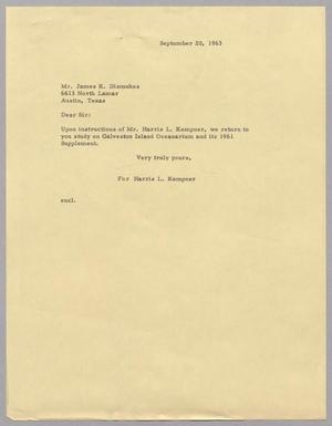 [Letter from Harris L. Kempner to James K. Dismukes, September 20, 1963]