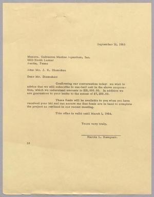[Letter from Harris L. Kempner to J. K. Dismukes, September 12, 1963]
