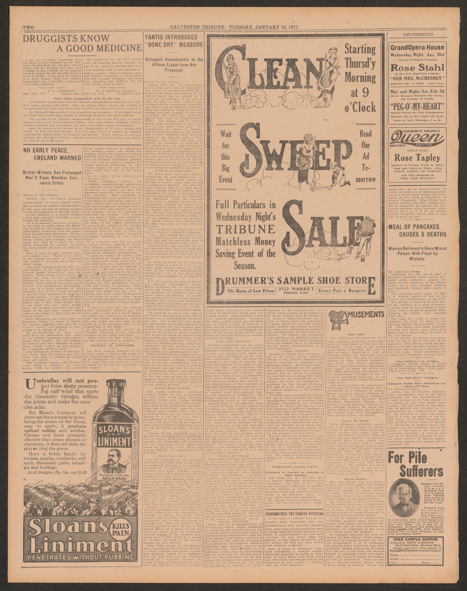 Galveston Tribune. (Galveston, Tex.), Vol. 37, No. 56, Ed. 1 Tuesday, January 30, 1917
                                                
                                                    [Sequence #]: 2 of 12
                                                