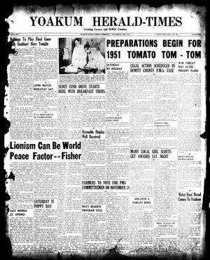 Primary view of object titled 'Yoakum Herald-Times (Yoakum, Tex.), Vol. 54, No. 16, Ed. 1 Friday, November 10, 1950'.