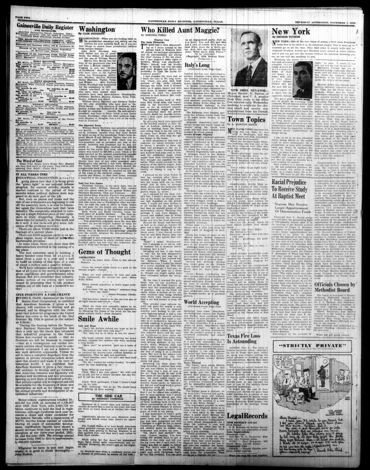Gainesville Daily Register and Messenger (Gainesville, Tex.), Vol. 51, No. 60, Ed. 1 Thursday, November 7, 1940
                                                
                                                    [Sequence #]: 2 of 6
                                                