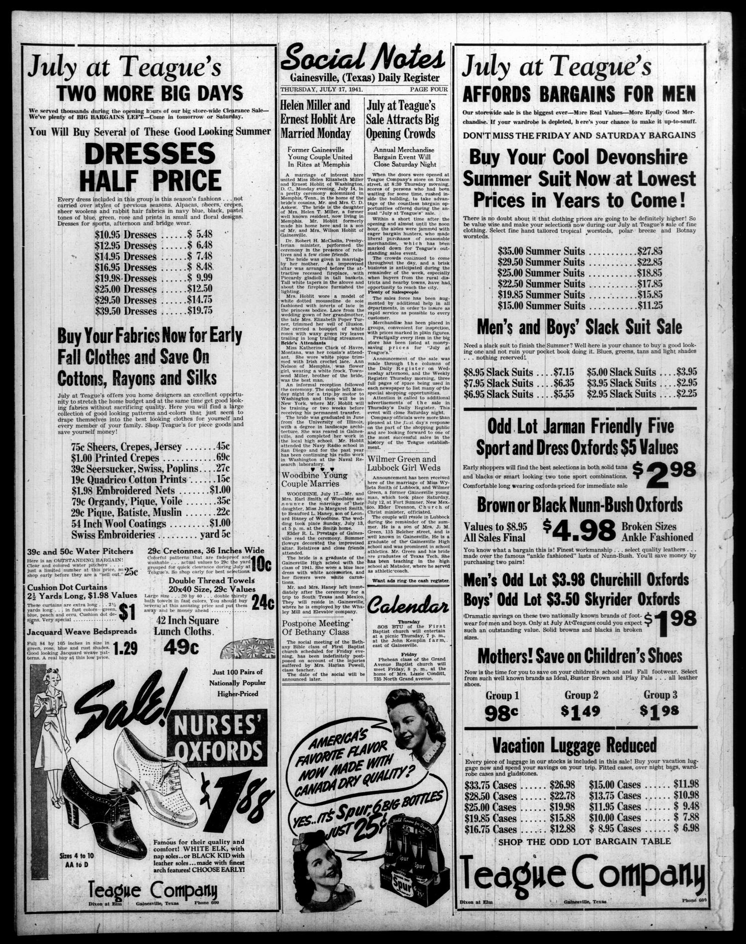 Gainesville Daily Register and Messenger (Gainesville, Tex.), Vol. 51, No. 277, Ed. 1 Thursday, July 17, 1941
                                                
                                                    [Sequence #]: 4 of 8
                                                
