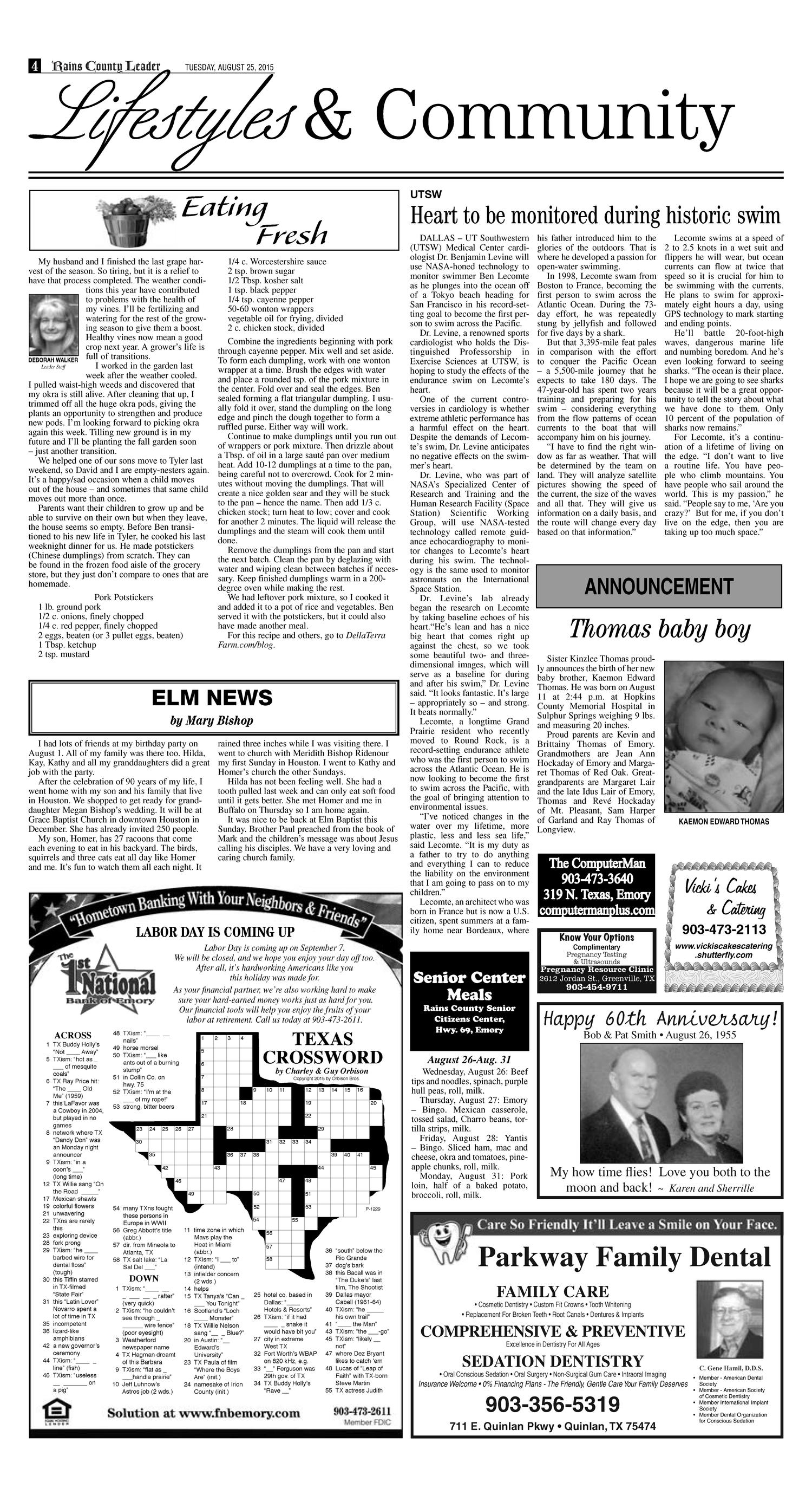 Rains County Leader (Emory, Tex.), Vol. 129, No. 11, Ed. 1 Tuesday, August 25, 2015
                                                
                                                    [Sequence #]: 4 of 14
                                                