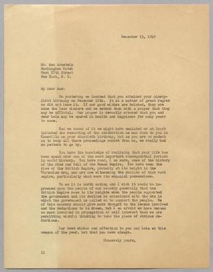 [Letter from Isaac H. Kempner to Max Arnstein, December 23, 1949]