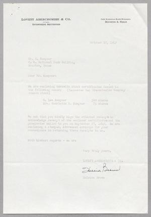 [Letter from Heloise Brown to Mr. H. Kempner, October 12, 1949]