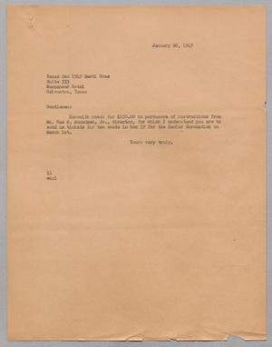 [Letter from Isaac H. Kempner to Texas Own 1949 Mardi Gras, January 26, 1949]