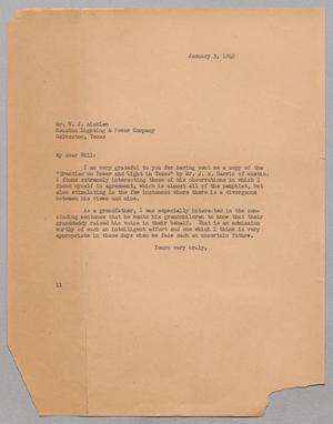 [Letter from Isaac H. Kempner to Mr. W. J. Aicklen, January 3, 1949]