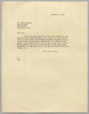 [Letter from I. H. Kempner to Mr. James Bradner, October 17, 1949]