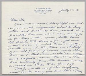 [Letter from W. Robert Blum to I. H. Kempner, July 20, 1949]