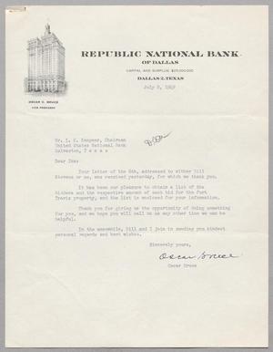 [Letter from Oscar Bruce to Mr. I. H. Kempner, July 8, 1949]