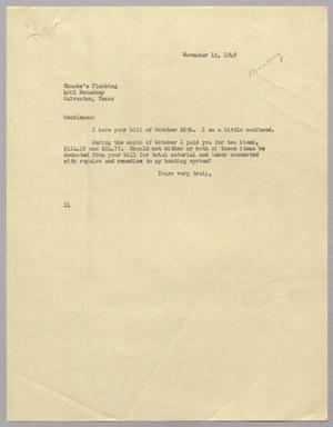 [Letter from I.H. Kempner to Chuoke's Plumbing, November 12, 1948]