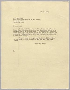 [Letter from I. H. Kempner to Paul Cowley, July 18, 1949]