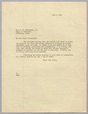 [Letter from I. H. Kempner to H. Y. Cartwright, Jr., July 1, 1949]