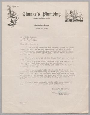 [Letter from Chuoke's Plumbing to I.H Kempner, June 15, 1949]