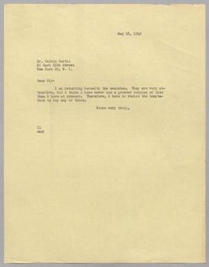 [Letter from Isaac Herbert Kempner to Calvin Curtis, May 18, 1949]