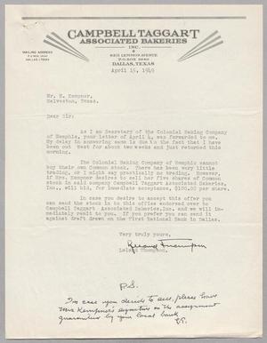 [Letter from Leland Thompson to I. H. Kempner, April 15, 1949]